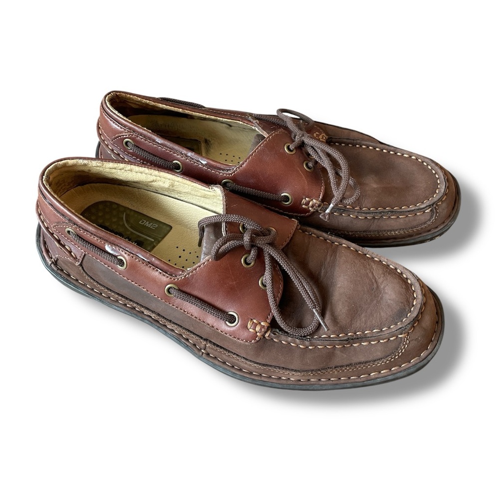 Florsheim Brown Boat Shoes with Moccasin Stitching 10 Wide